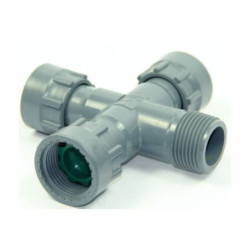 Cabezal de riego en cruz PVC rosca loca H x H x H x M 1"