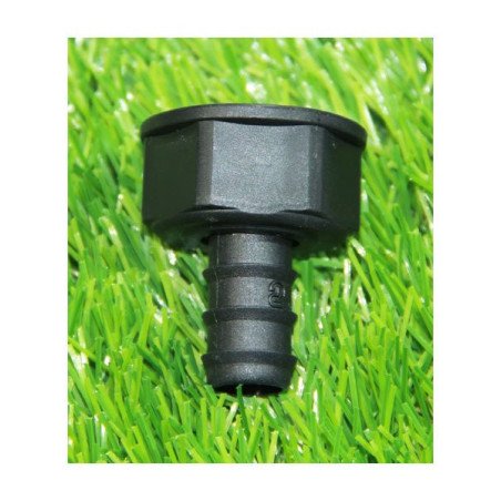 Toma de 16mm X 3/4" rosca hembra para la salidas de programadores de grifo a tubería de goteo.