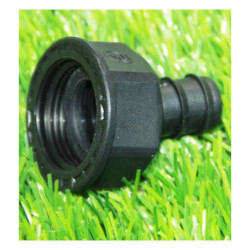 Toma de 16mm X 3/4" rosca hembra para la salidas de programadores de grifo a tubería de goteo.